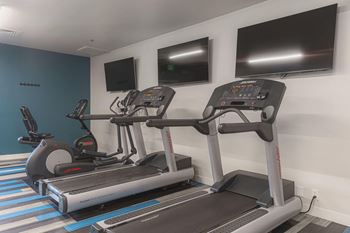 Fitness center with treadmills and exercise bikes